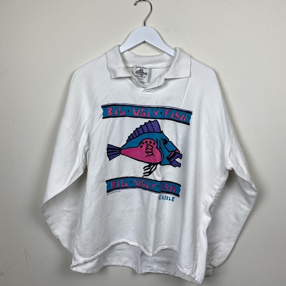 Seattle Other - VTG Big Ugly Fish Seattle Collared Long Sleeve Shirt Mad Fish Sportswear Mens L